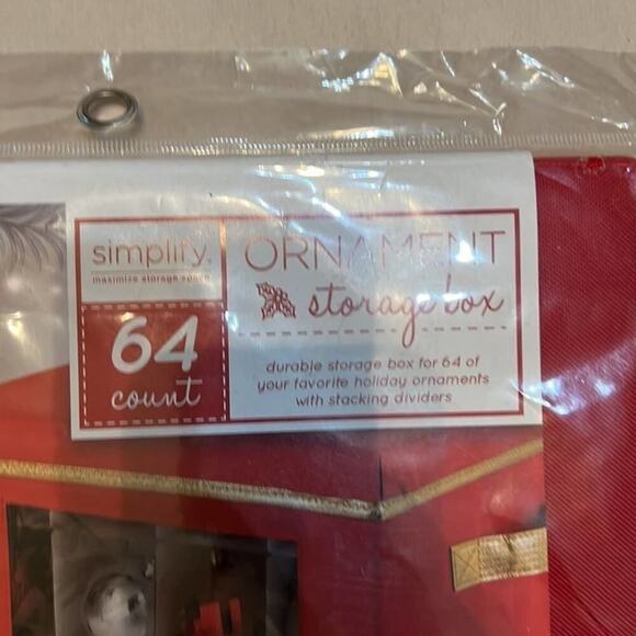 NWT‎ SIMPLY 64 COUNT ORNAMENT STORAGE BOX 12W X 12 D x 12 H - Picture 3 of 6